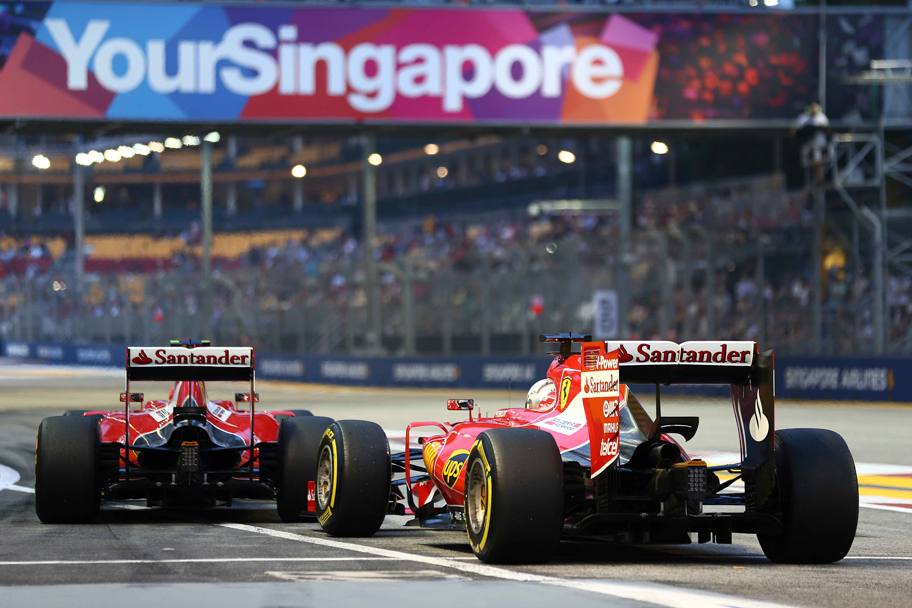 Le Ferrari in scia: grande prova di squadra con Vettel 1. e Raikkonen 3. LaPresse